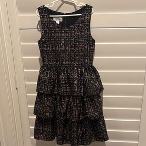 Pippa & Julie Black and Pink Tiered Kids Dress